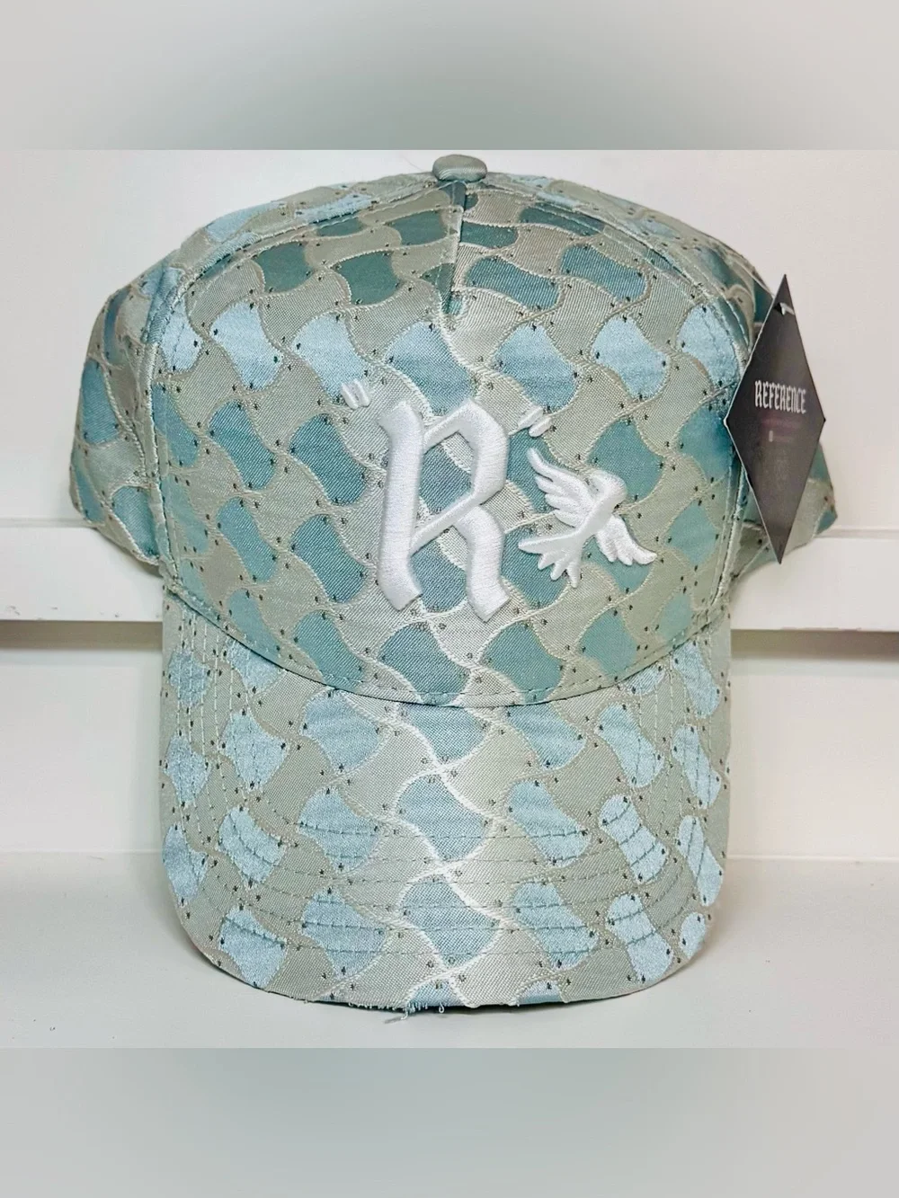 Reference Brand Luxe Woven Snapback Hat - Blue Snake Scale Pattern w/ Embroidere